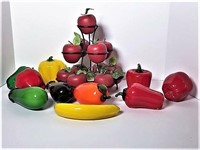 Glass and Wooden Fruit on Stand