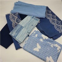 Bundle of Blue Palette Fabric w/ Butterflies