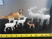 Vintage plastic Christmas reindeer toy lot