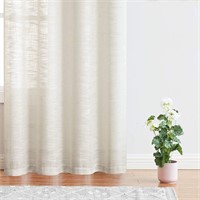 Linen Textured Semi Sheer Curtains  84"