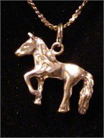 Sterling Silver Horse Pendant Sterling Chain