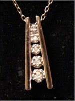 Sterling Silver Diamond Pendant Sterling Chain