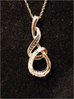 Sterling Silver Infinity Pendant With Diamonds