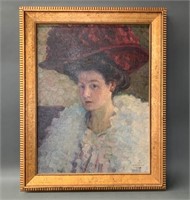 Original M.MTH Moser 1908 Oil on Board Portrait