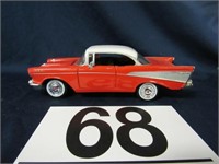 1957 CHEVY BEL AIR RED AND WHITE MADE IN CHINE 1:E