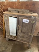 Piano, vintage ice box,