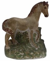 AMERICAN PAINTED CHALKWARE HORSE FIGURE, 19TH C
