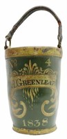AMERICAN PAINT-DECORATED LEATHER FIRE BUCKET, 1838
