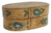 AMERICAN PAINT DECORATED BENTWOOD BRIDE'S BOX
