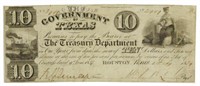 GOVERNMENT OF TEXAS $10.00 TREASURY NOTE, 1839