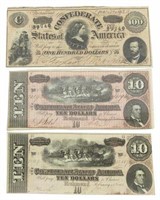 (3) CONFEDERATE STATES OF AMERICAN 1864 CURRENCY