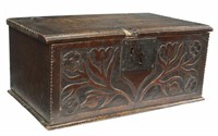 AMERICAN CARVED OAK BIBLE BOX POSSIBLY CONNECTICUT