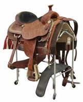 HIGHLY TOOLED ALLEN BACH WESTERN ROPING SADDLE