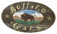 AMERICAN BUFFALO GALS PAINTED WOOD SIGN