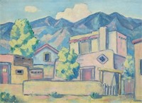 SIGNED OIL PAINTING ON BOARD NEW MEXICO HOUSES