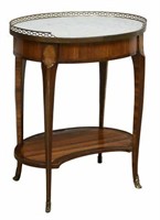 FRENCH LOUIS XV STYLE MARBLE-TOP OVAL SIDE TABLE