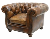 LAZZARO BUTTON-TUFTED LEATHER CLUB CHAIR