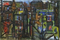 SIGNED WATSON CHICAGO SKYLINE AT NIGHT PAINTING
