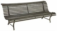FRENCH SLATTED WOOD & CAST IRON GARDEN BENCH