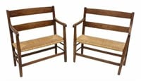 (2) FRENCH PROVINCIAL CHILDREN'S RUSH SEAT BENCHES