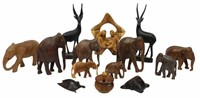 (14) AFRICAN CARVED WILDLIFE & NATIVITY FIGURES