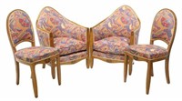 (4) FRENCH ART DECO BERGERES & SIDE CHAIRS