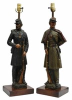 (2) DUNNING INC. CIVIL WAR SOLDIER TABLE LAMPS
