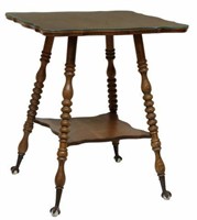 AMERICAN OAK GLASS BALL & CLAW FOOT PARLOR TABLE