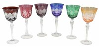 (6) BOHEMIAN CUT-TO-CLEAR WINE GOBLETS