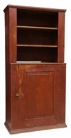 AMERICAN PRIMITIVE RED PAINTED PINE CABINET
