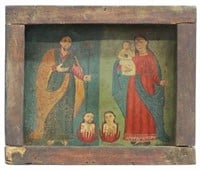 THE HOLY FAMILY WITH SOULS IN PURGATORY RETABLO
