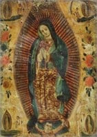 OIL ON TIN RETABLO, OUR LADY OF GUADALUPE, MEXICO