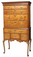 NEW HAMPSHIRE QUEEN ANNE MAPLE HIGHBOY 18TH C.