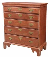 AMERICAN CHIPPENDALE CHEST OF DRAWERS, 18TH C.
