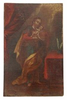 RELIGIOUS OIL PAINTING ST ANTHONY & CHRIST CHILD
