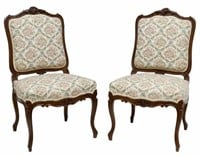 (2) FRENCH LOUIS XV STYLE MAHOGANY SIDE CHAIRS