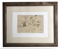 INK WASH ON PAPER , SGND BENTON "AT THE BEACH"