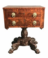 CLASSICALLY CARVED TWO DRAWER WORK TABLE NY C.1815