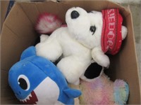 box of assorted stuffed animals