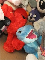 box of assorted stuffed animals