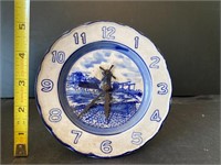 Blue Delft Windmill Clock