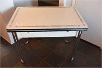 Mid Century Enamel Top Table with Draw Leaf