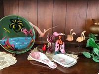 Flamingo lot with plate vintage