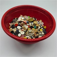 Large Red Bowl of Vintage & Antique Buttons