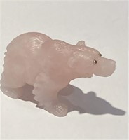 RUSSIAN CARVED STONE BEAR WITH RUBY EYES