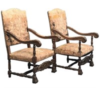 PAIR OF ENGLISH ARM CHAIRS, LATE 19THC.