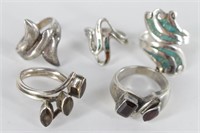 (5) Silver Colored Rings