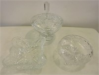 Pinwheel Crystal Compote & 2 Crystal Bowls