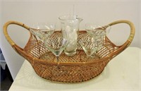 Crystal Martini Glasses, Mixer, Wicker Basket