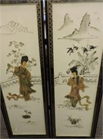 Pair Japanese Stone Carved Plaque